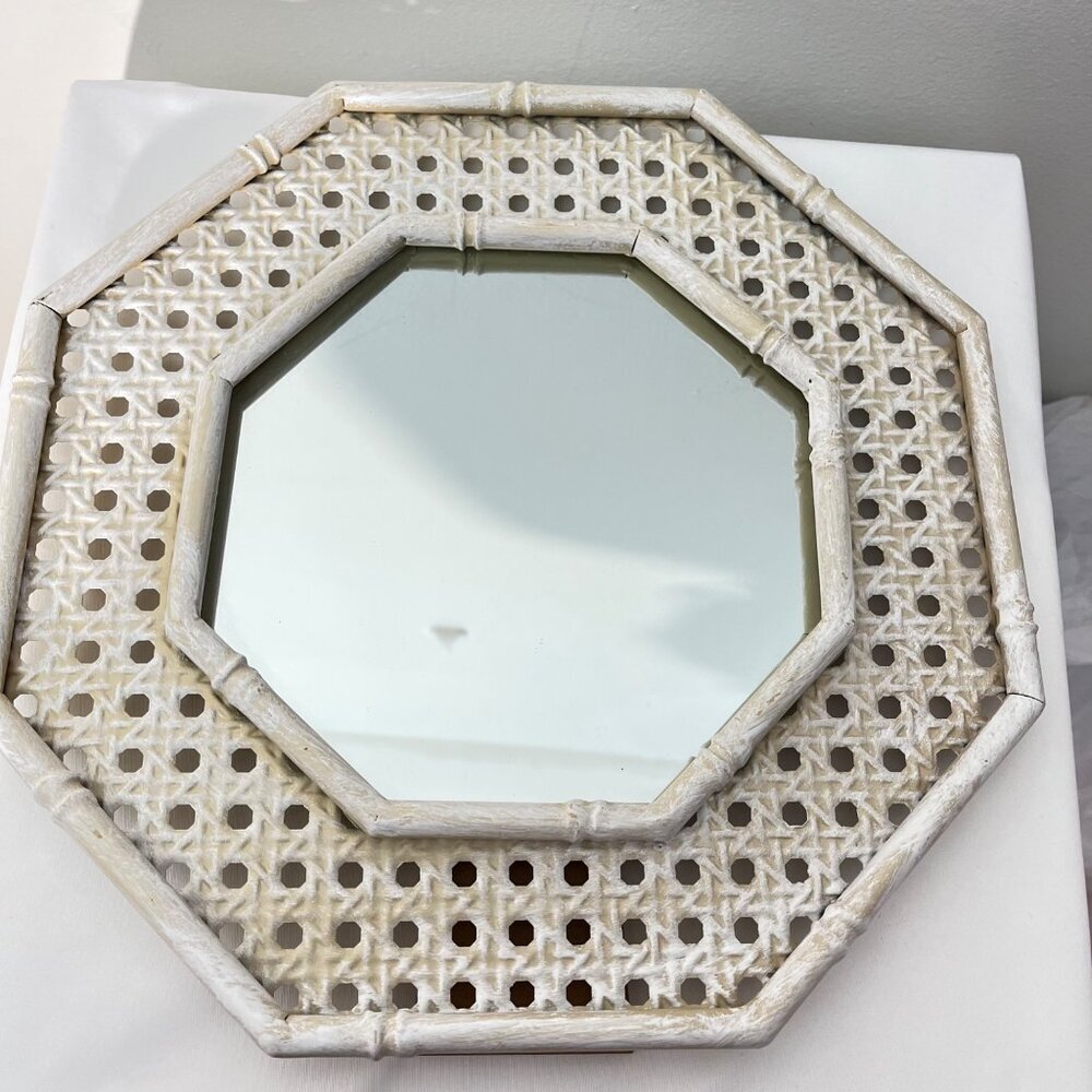 Octagonal Metal‎ Woven pattern Standing Desk Mirror
